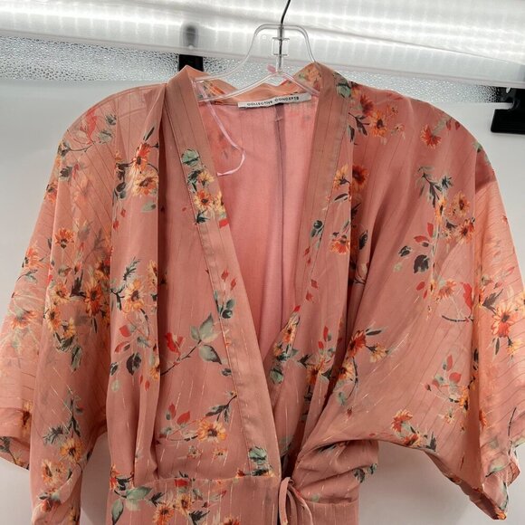 Collective Concepts Women's Mini Wrap Dress Pink/Multi Floral Size Small - Picture 2 of 9